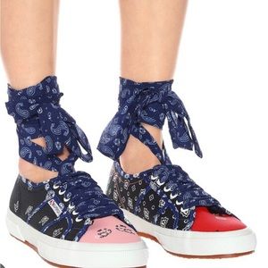 ALANUI Women's Superga x Alanui Sneaker Multi-Color Canvas Bandana Shoes 7.5 Wms
